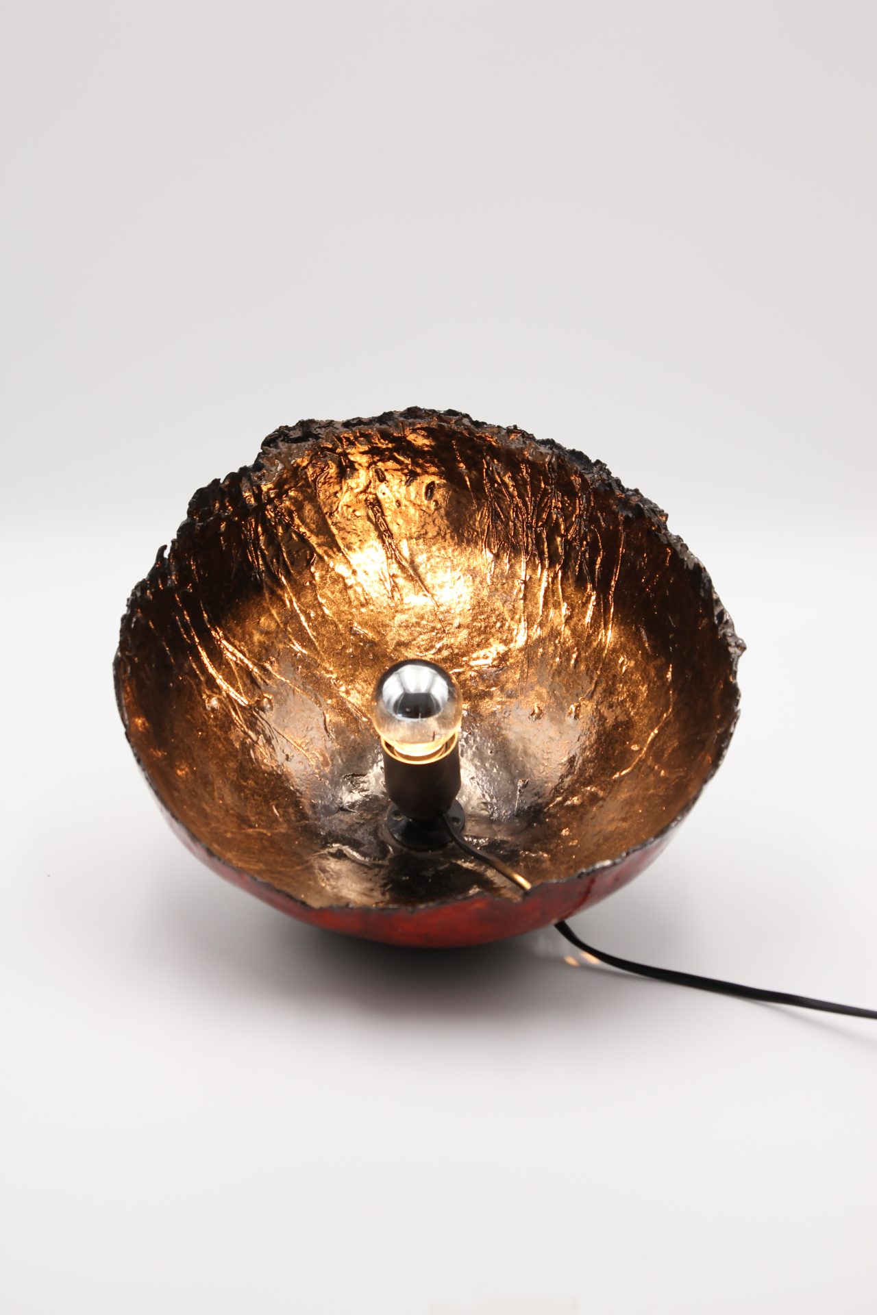 lampe en terre chamottée émaillée vue du dessus